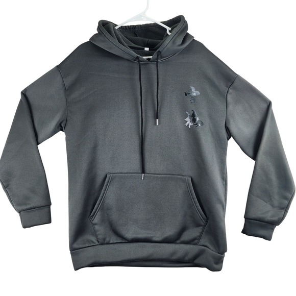 Japanese Cherry Blossom Kanji Graphic Hoodie Gray Streetwear Mens Large - Picture 2 of 10